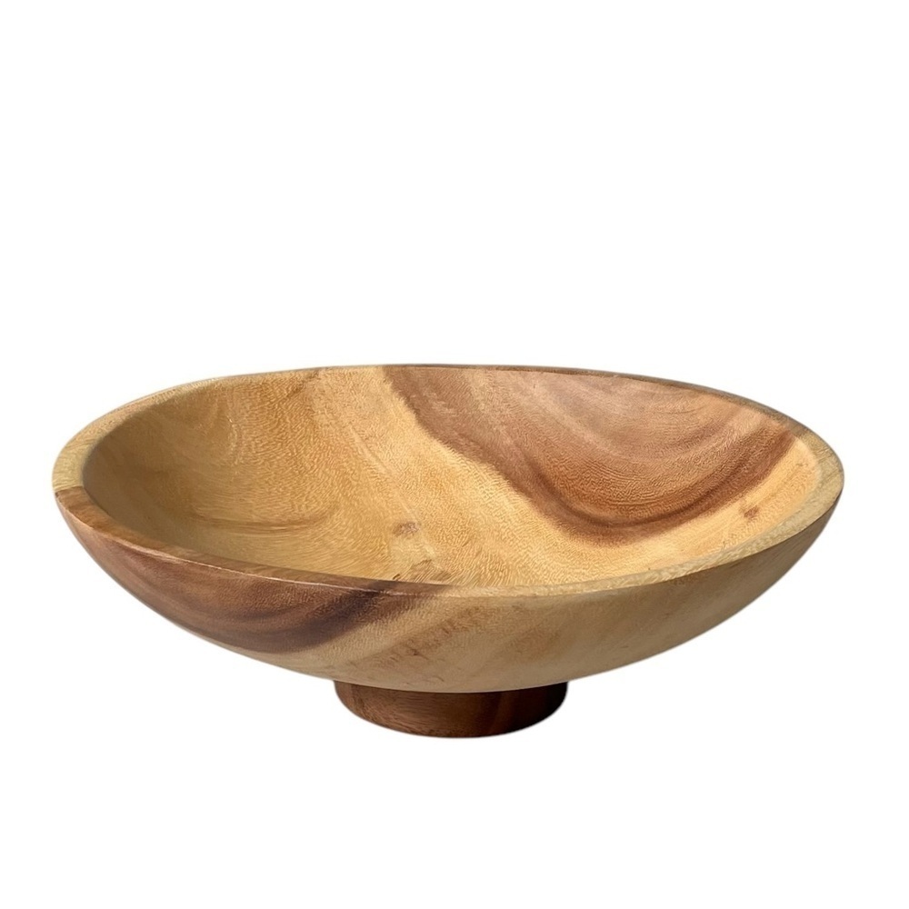 HANDMADE Large Wooden Footed Bowl